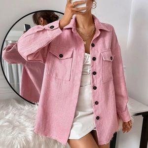 Plaid Print Flap Pocket Button Up Tweed Jacket